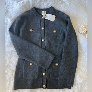 NWT H&M Gey Cardigan with Gold Buttons